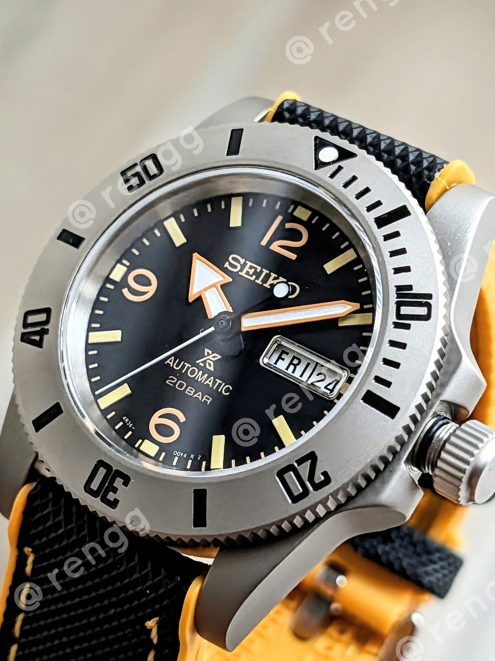 Titanium 40mm Seiko Men’s Black and Yellow Dive Watch - Automatic 200M Sapphire